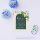 BUDGET White Roses Forest Green Winter Weddenschap Flyer (Enkel)