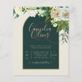 BUDGET White Roses Forest Green Winter Weddenschap Flyer (Voorkant)