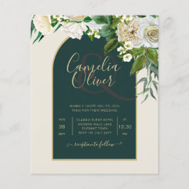 BUDGET White Roses Forest Green Winter Weddenschap Flyer