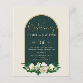 BUDGET White Roses Forest Green Winter Weddenschap Flyer