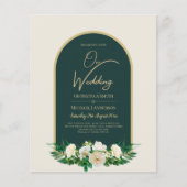 BUDGET White Roses Forest Green Winter Weddenschap Flyer (Voorkant)