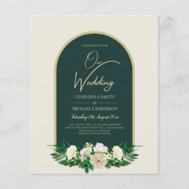 BUDGET White Roses Forest Green Winter Weddenschap Flyer