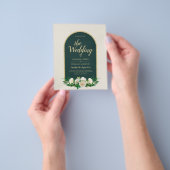 BUDGET White Roses Forest Green Winter Weddenschap Flyer (Hand)