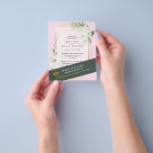 BUDGET White Roses Greenery Pink Wedding Invites Flyer (Hand)