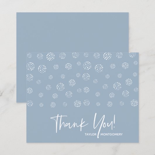 Budget White Script Dusty Blue Hartelijk dank (Voorkant / Achterkant)