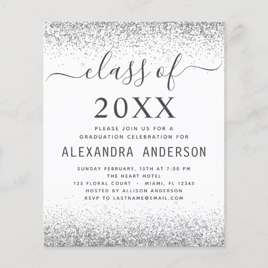 Budget White Silver Afstuderen Class of 2023 Flyer (Voorkant)