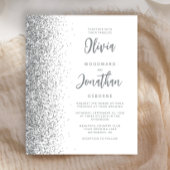 Budget White Silver Glitter Script Huwelijksuitnod
