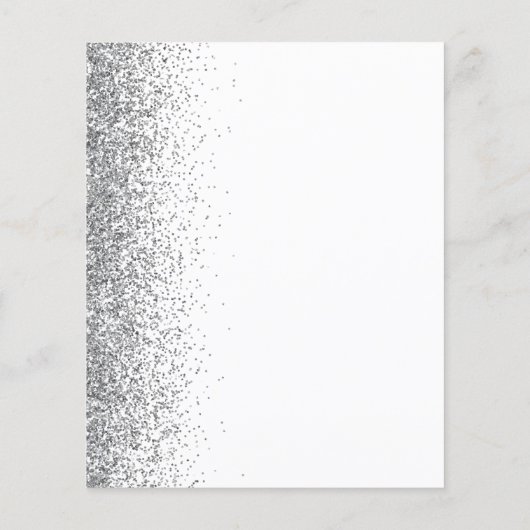 Budget White Silver Glitter Script Huwelijksuitnod (Achterkant)