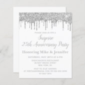 Budget White & Silver Surprise Jubileum Invite (Voorkant / Achterkant)