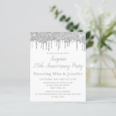 Budget White & Silver Surprise Jubileum Invite (Staand voorkant)