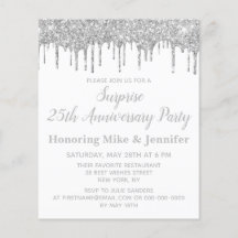 Budget White & Silver Surprise Jubileum Invite