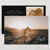 Budget White Simple Photo Wedding Save the Date (Voorkant / Achterkant)