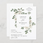 Budget White Soft Floral & Eucalyptus Weddenschap (Voorkant / Achterkant)