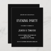 Budget White Text Black Evation Party Invitation (Voorkant / Achterkant)