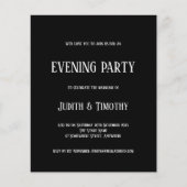 Budget White Text Black Evation Party Invitation (Voorkant)