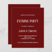 Budget White Text Burgundy Evening Party nodigt ui (Voorkant / Achterkant)