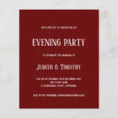 Budget White Text Burgundy Evening Party nodigt ui (Voorkant)