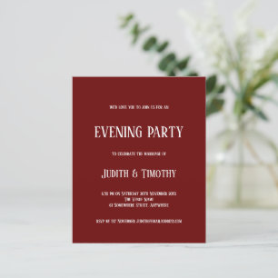 Budget White Text Burgundy Evening Party nodigt ui