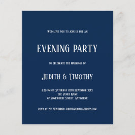 Budget White Text Navy Blue Evening Party Uitnodig