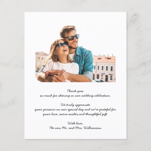 Budget White Text Weddenschap Foto Dank u Opmerkin (Achterkant)