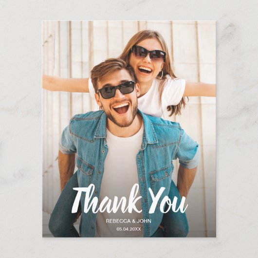 Budget White Text Weddenschap Foto Dank u Opmerkin Flyer (Voorkant)