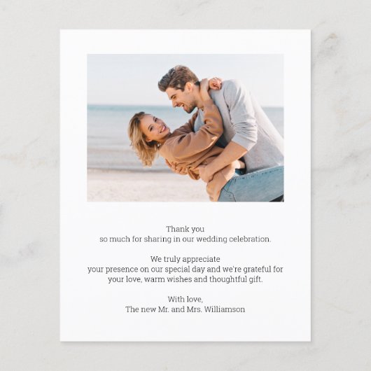 Budget White Text Wedding Foto Dank u Flyer (Achterkant)