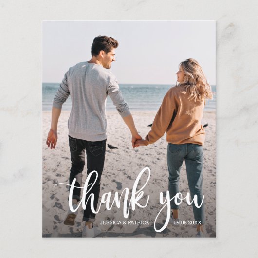 Budget White Text Wedding Foto Dank u Flyer (Voorkant)