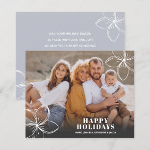 Budget White Tropical Flowers Photo Holiday Kaart