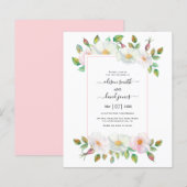 BUDGET White wild roos florale bruiloft uitnodigin (Voorkant / Achterkant)