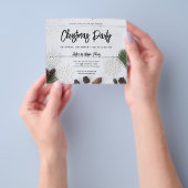 Budget White Wood kerstparty uitnodiging Flyer (Hand)