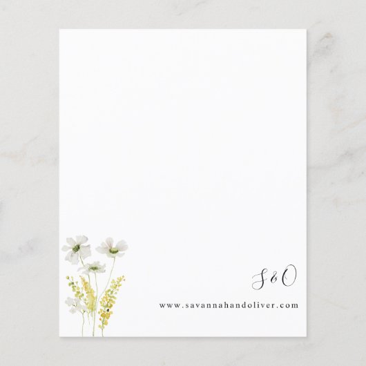 Budget White & Yellow Floral Wedding Flyer (Achterkant)