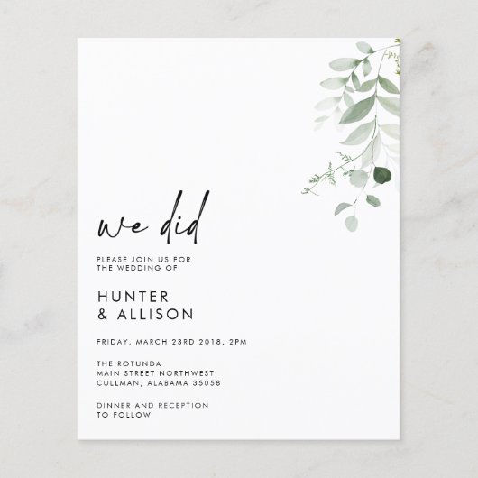 BUDGET Wij Deden Trouw Uitnodiging Flyer (Voorkant)