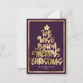 Budget Wij wensen u een vrolijk kerstfeest Paarse  Notitiekaartje (Voorkant)