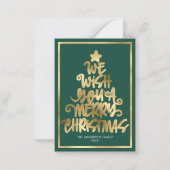 Budget Wij wensen u een vrolijk kerstgroen plezier Notitiekaartje (Voorkant)
