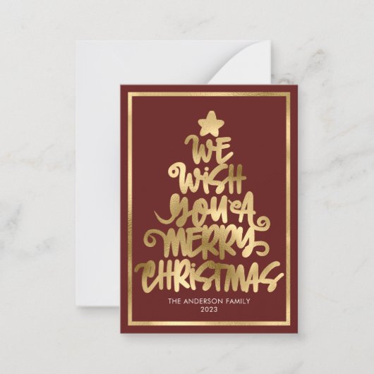 Budget Wij wensen u een vrolijk kerstrood plezier Notitiekaartje (Voorkant)