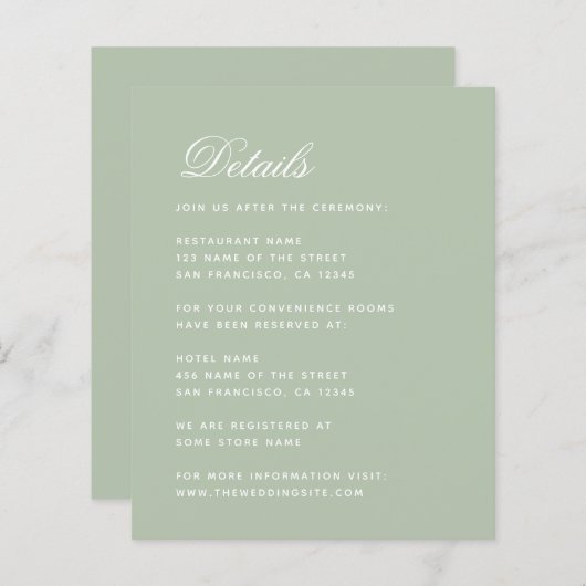 Budget Wijze Bruiloft Details Groene Behuizing Kaa (Voorkant / Achterkant)