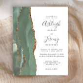 Budget Wijze Groene Gouden Agaat Bruiloft Uitnodig