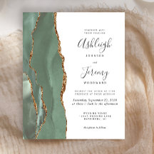 Budget Wijze Groene Gouden Agaat Bruiloft Uitnodig