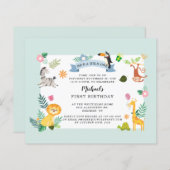 Budget Wild Eén Oerwoud Safari Dier 1e verjaardag (Voorkant / Achterkant)