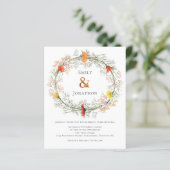 Budget Wild Flower Wreath Fall Wedding Uitnodiging (Staand voorkant)