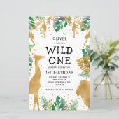 Budget Wild One 1e Verjaardag Safari Uitnodiging (Staand voorkant)