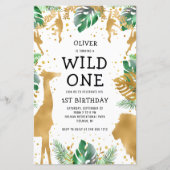 Budget Wild One 1e Verjaardag Safari Uitnodiging (Voorkant)