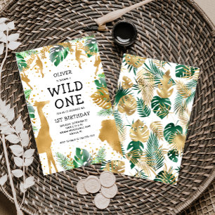 Budget Wild One 1e Verjaardag Safari Uitnodiging