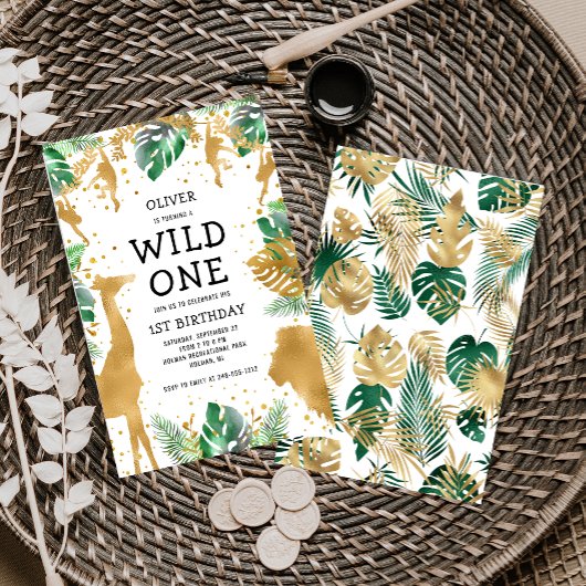 Budget Wild One 1e Verjaardag Safari Uitnodiging