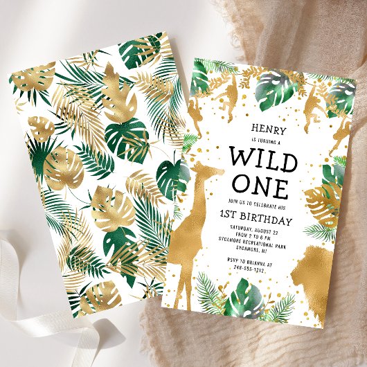 Budget Wild One 1e Verjaardag Safari Uitnodiging