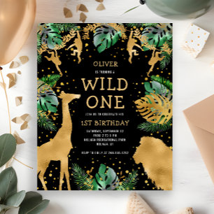 Budget Wild One 1e Verjaardag Zwart Uitnodiging