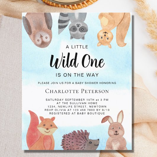 Budget Wild One Dieren Baby shower Invite