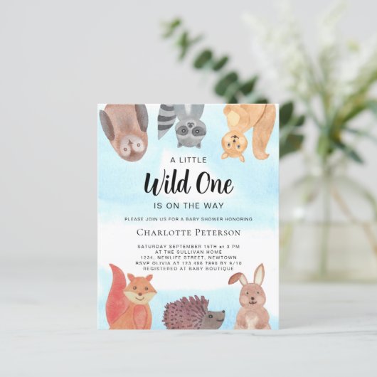 Budget Wild One Dieren Baby shower Invite (Staand voorkant)