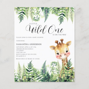 Budget Wild One Giraffe Baby shower Uitnodiging Flyer
