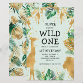 Budget Wild One Green Gold Safari uitnodiging (Voorkant / Achterkant)